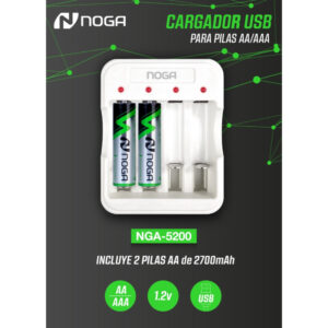CARGADOR NOGA USB + PILAS NGA-5200